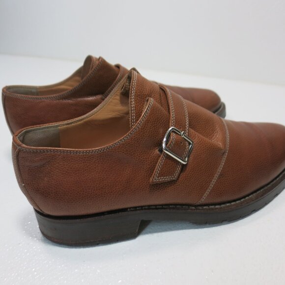 Walter Steiger Monk Strap Pebbled Grained Leather Oxford Shoes Mens Footwear 8.5 - Picture 4 of 7